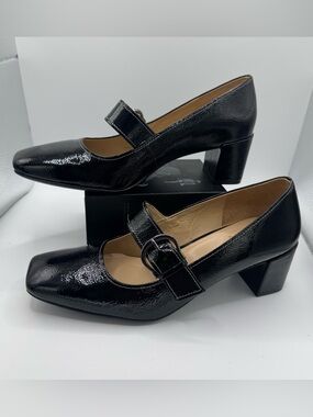 Naturalizer Karissa Black Patent Mary Jane Pumps Office Core Dark Academia 7.5W